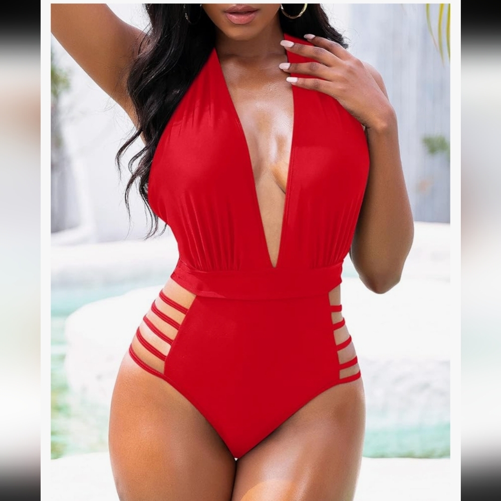 Plus Size 20 2x Red One Piece Swimsuit 🔥SEXY🔥 swim New